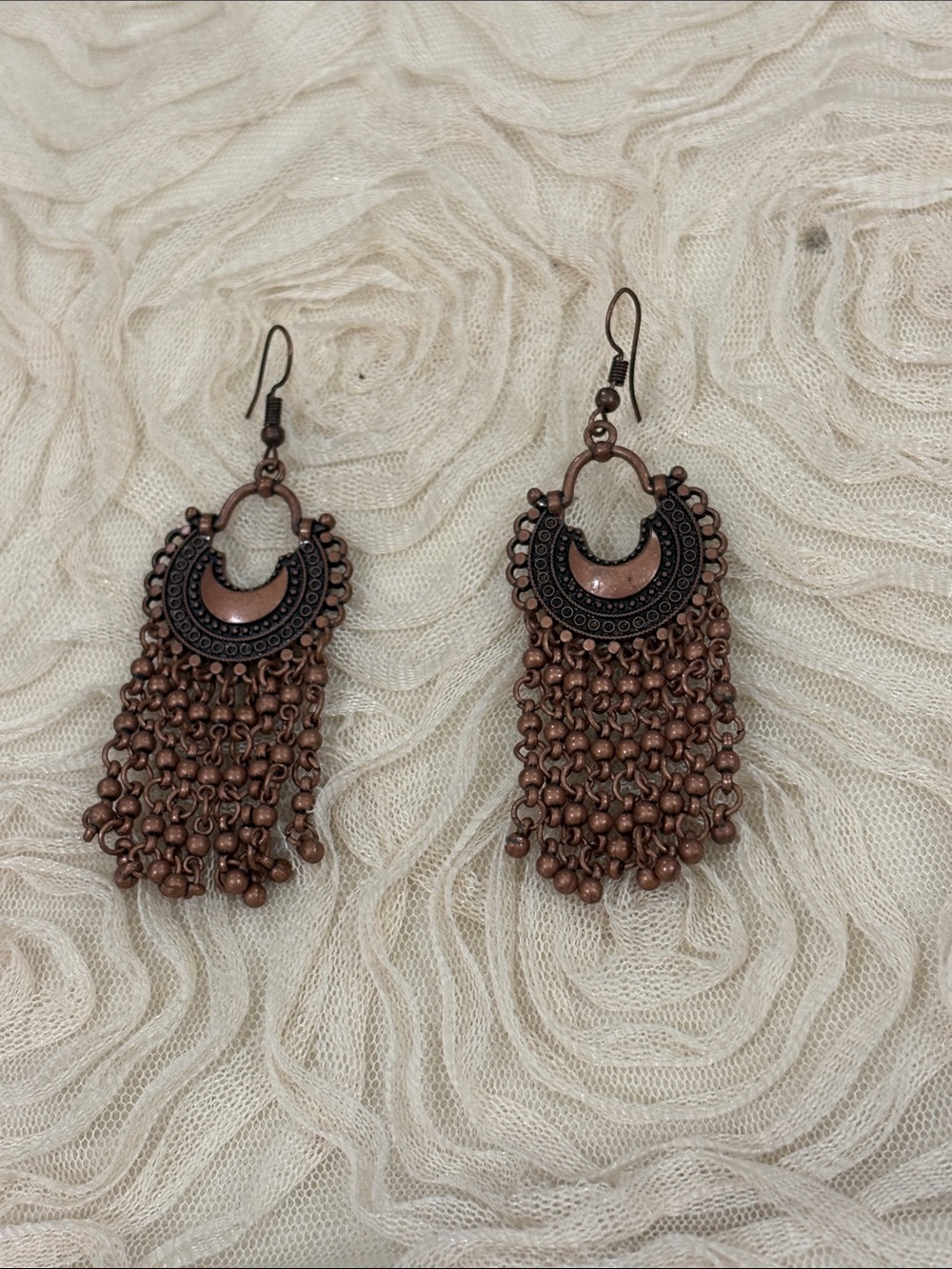 Bohemian Copper Tassel Dangle Earrings
